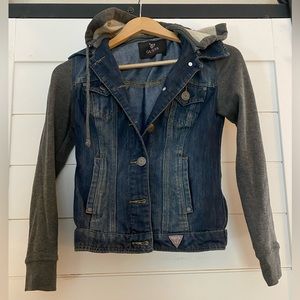 Guess jean jacket with hood